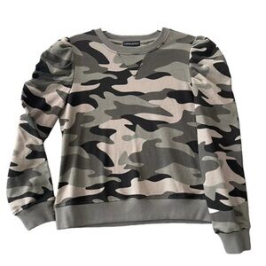 Cynthia Rowley Gray Camo Sweatshirt Sweater Women’s Size Med Elastic Waist/Cuffs